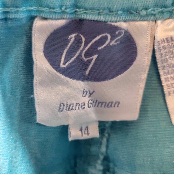 DG2 by Diane Gilman Women's Straight Leg Stretch Denim Shorts Size 14 Teal Blue - Picture 6 of 8